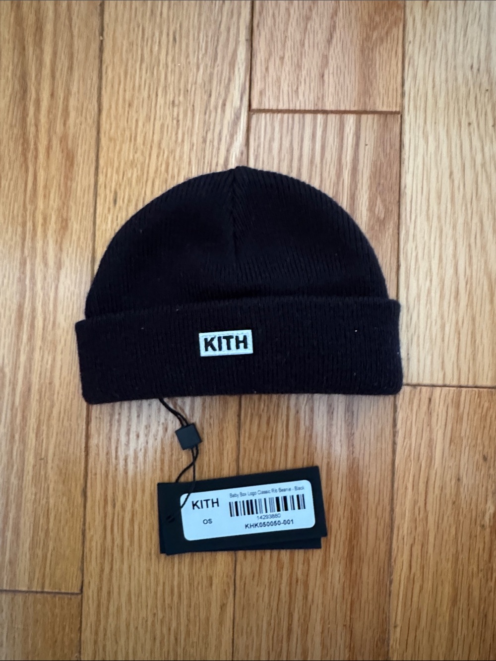 Kith Black Rib Knit Cuffed Beanie with Logo Patch